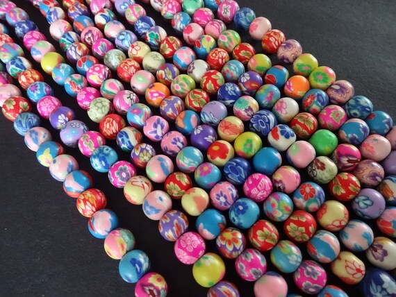 Mix Polymer Fimo Clay Beads, Rose Flower Spacer Beads, 30 mm