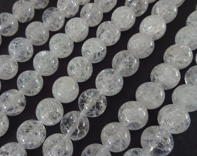 10mm Natural Crackle Quartz Ball Beads, 16 Inch Strand Of About 39 Beads, Natural Polished Gemstone, Round Stone Gem Bead,  Quartz Crystals