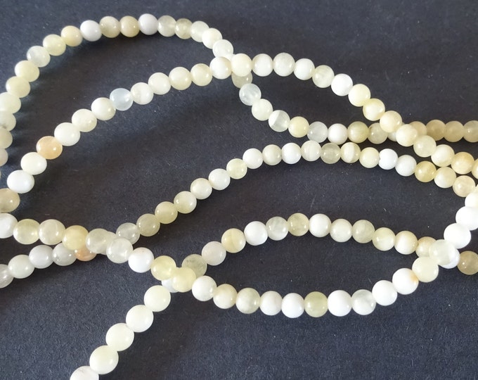 4mm Natural Honey Jade Bead Strand, Ball Bead, Round Stone Beads, 15.5 Inch, About 95 Beads, Yellow Color, High Grade