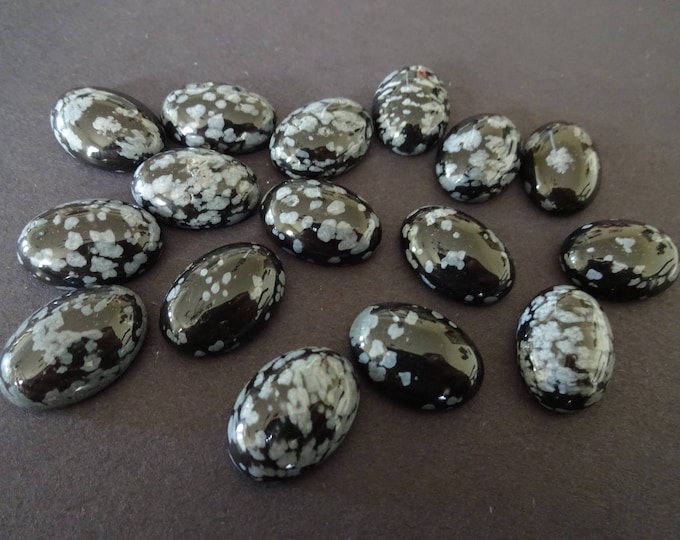 18x13mm Natural Snowflake Obsidian Cabochon, Oval Cabochon, Polished Stone, Stone Cabochon, Natural Gemstone, Black Obsidian Stone