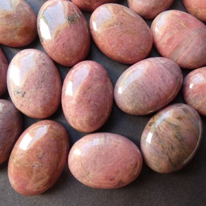 25x18x7mm Natural Rhodochrosite Gemstone Cabochon, Oval Cabochon, Polished Gem, Pink Cabochon, Natural Gemstone, Swirled Stone, Polished