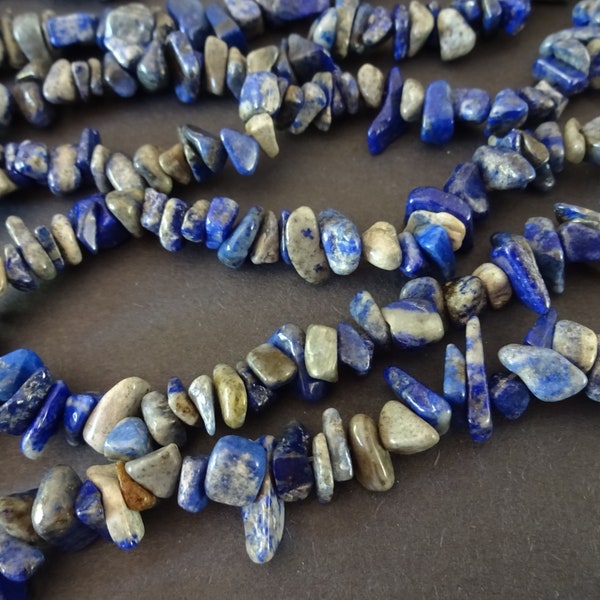 5-8mm Natural Lapis Lazuli Chip Beads, 33 Inch Bead Strand, Natural Stone, Lapis Bead, Gemstone, Mica Stone Bead, Mineral, Golden Flecks