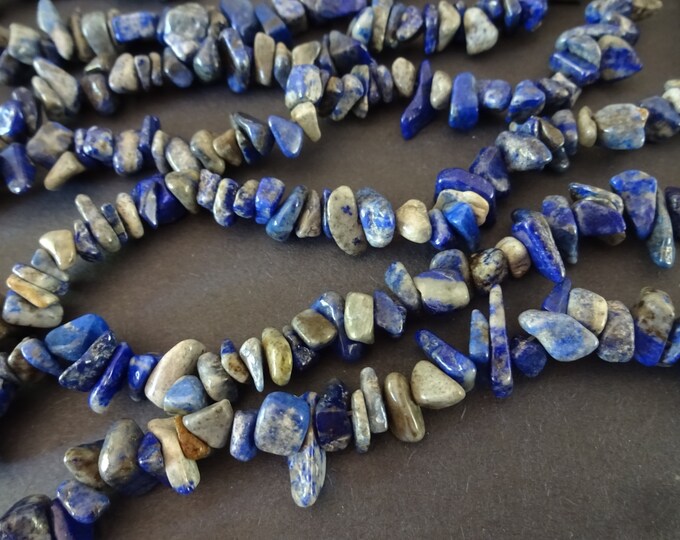 5-8mm Natural Lapis Lazuli Chip Beads, 33 Inch Bead Strand, Natural Stone, Lapis Bead, Gemstone, Mica Stone Bead, Mineral, Golden Flecks