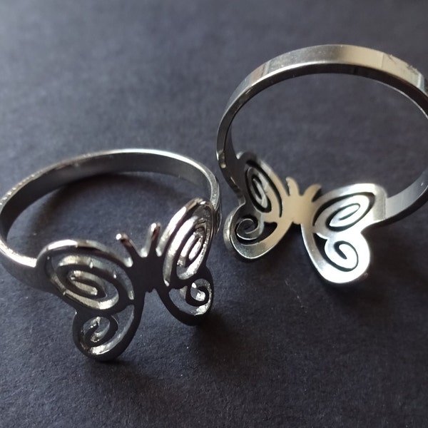 Titanium Butterfly Ring, Filigree Design Butterfly Ring, Silver Butterfly Band, Girlriend Present, Girlfriend Gift Idea, Gift Idea for Her