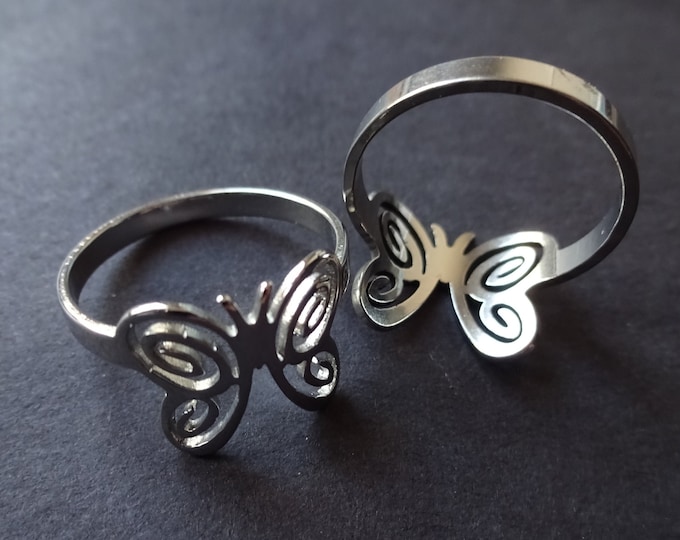 Titanium Butterfly Ring, Filigree Design Butterfly Ring, Silver Butterfly Band, Girlriend Present, Girlfriend Gift Idea, Gift Idea for Her