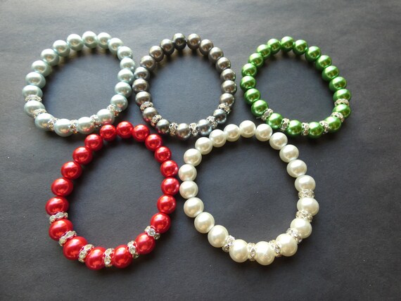 Bracelet Extensible En Perles De Verre - Blanc, Sans Fermoir, Ajustable - Neuf Sans Emballage