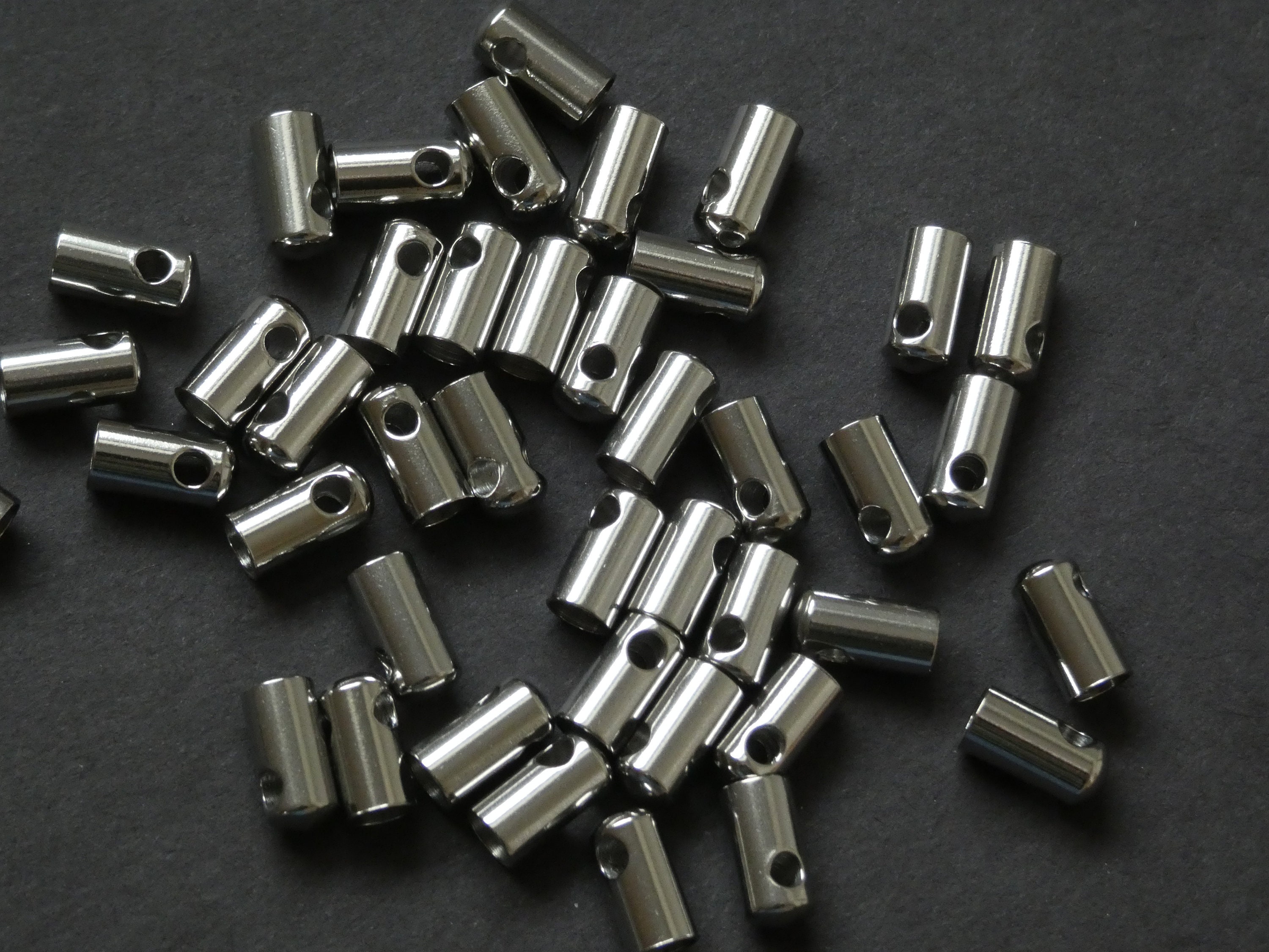 20 Pack of 10mm Stainless Steel Cord Ends, Stainless Steel Tube Ends