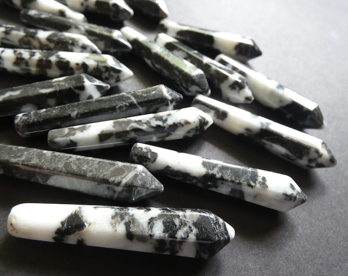 50-53mm Natural Zebra Jasper Bullet, Undrilled, Faceted, Bullet Shaped, Polished Gem, Wire Wrapping Gemstone, Black and White, No Hole