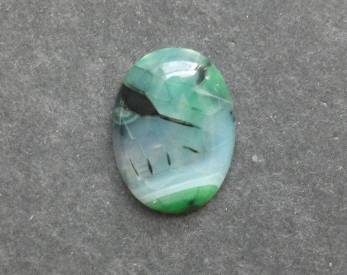 30x22mm Natural Dragon Veins Agate Cabochon, Gemstone Cabochon, Large Oval, One of a Kind, Green, Dyed, Only One Available, Unique Cabochon