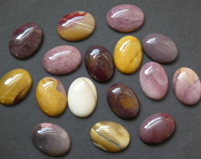 SET OF 2 Natural Mookaite Gemstone Cabochons, 30.5x22mm, Mixed Colors, Oval Cabochon, Polished, Stone Cabochon, Natural Gemstone, Earthtone