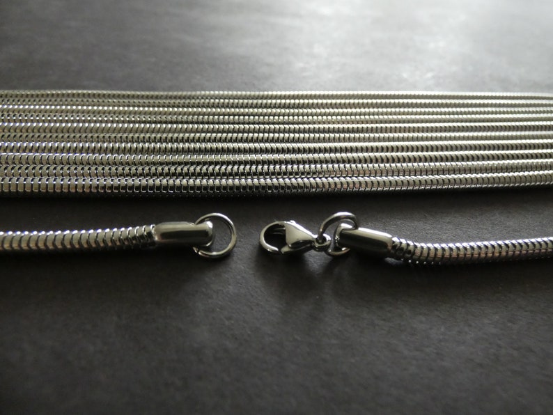 Silver Color Cut To Size 304 Stainless Steel 20 Inch Snake Chain Necklace With Clasp 3mm Wide Chain DIY Snake Necklace Ready To Wear