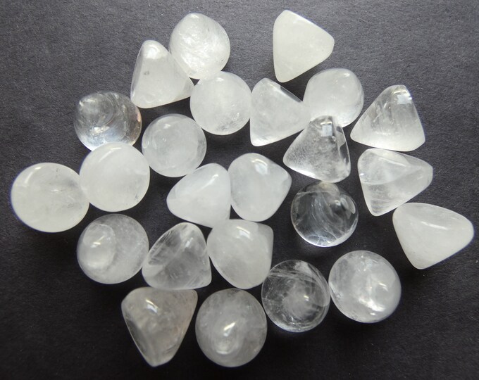 10mm Natural Quartz Cabochon, Round Cone Gemstone Cabochon, Clear Stone, Pretty Gem, Polished Gem, Quartz, Cone Cab Stone, DIY Jewelry