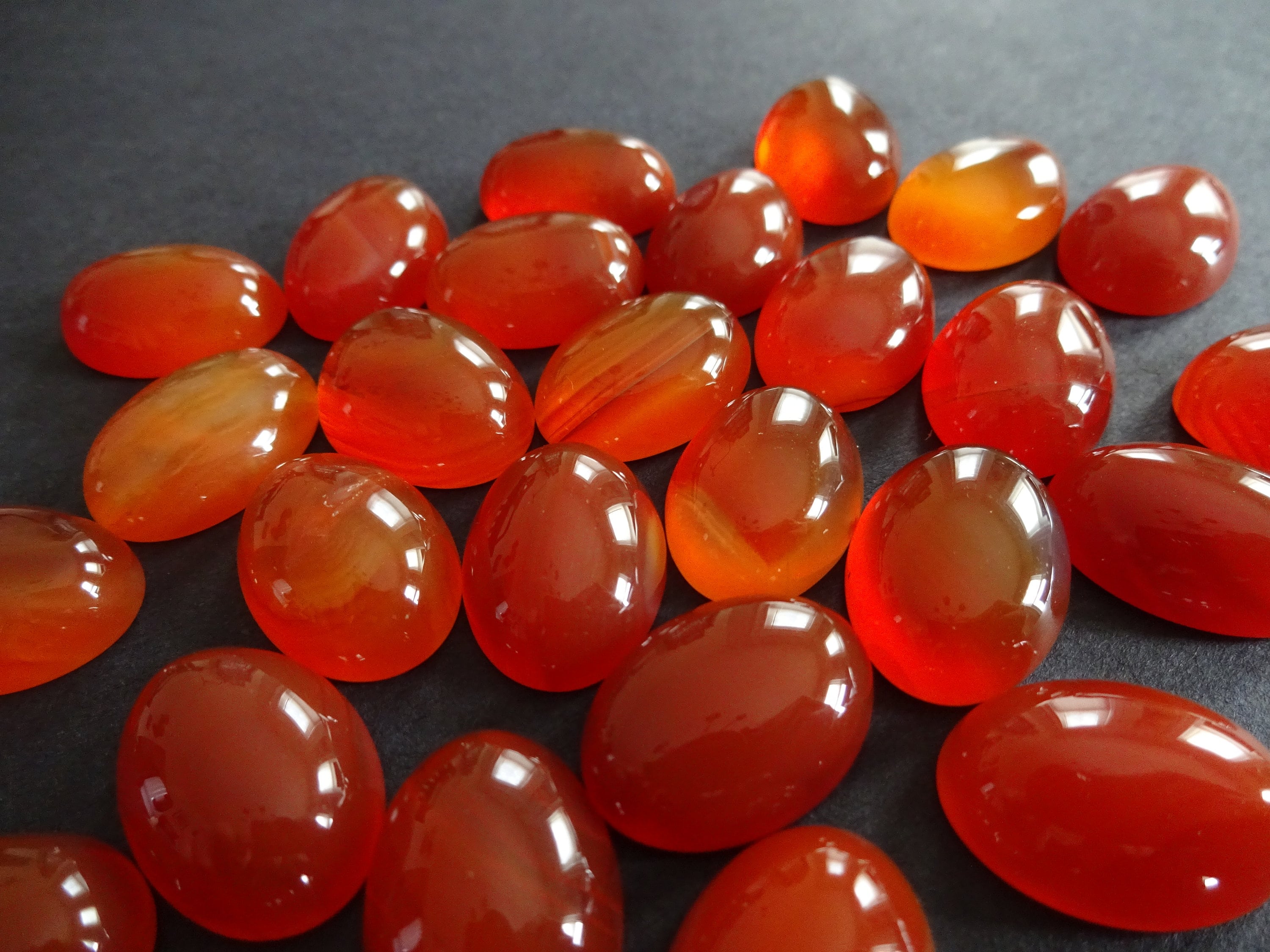 18x13x6mm Natural Orange Agate Gemstone Cabochon, Oval Cabochon