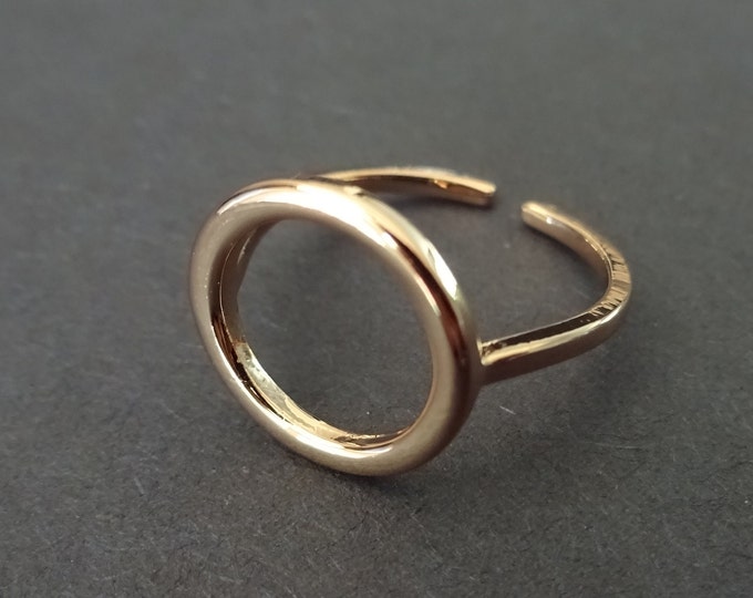 Adjustable Stainless Steel Rose Gold Circle Ring, Circle Band, Round Simplistic Ring, Pink Metal Band, Minimalist Pink Ring With Circle
