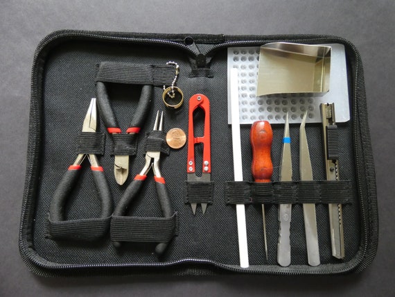 12 Piece Jewelry Making Tool Kit With Black Case, Beading and