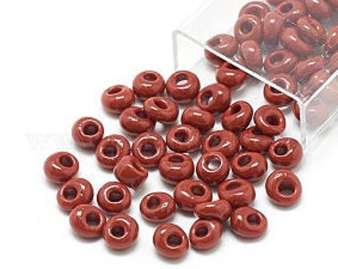 Toho Seed Beads, Opaque Saddle Brown (MA46L), 10 grams, About 33 Round Seed Beads, 6x5.5-5.8mm with 2mm Hole, Uncentered Hole, Opaque Finish