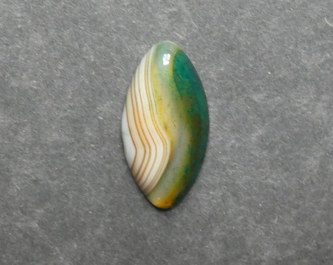 40x19.5mm Natural Brazilian Agate Cabochon, Gemstone Cabochon, Horse Eye, Yellow & Green, Dyed, One of a Kind, Only One Available, Unique