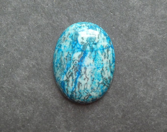 40x30mm Natural Ripple Jasper Cabochon, Large Oval, Blue, Dyed, One of a Kind, Only One Available, Gemstone Cabochon, Unique Jasper Stone