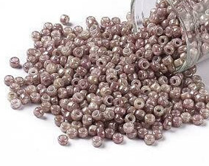 8/0 Toho Seed Beads, Opaque Beige Pink Marbled (1201), 10 grams, About 222 Round Seed Beads, 3mm with 1mm Hole, Opaque Finish