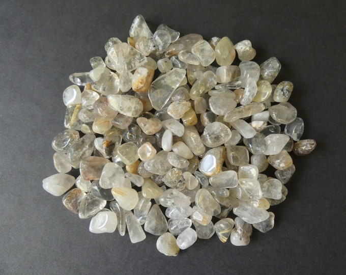 200 Grams Natural Rutilated Quartz Nuggets, Undrilled Beads, 11-20x7-9mm, No Holes, Stone Nuggets, Lot Of Gemstone Pieces, Clear & Golden