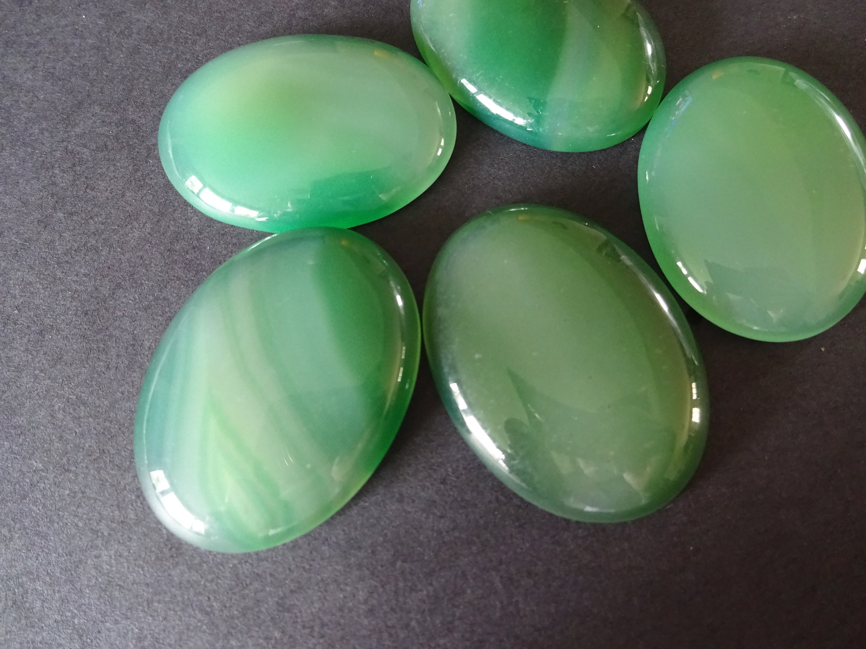 40x30mm Natural Green Agate Gemstone Cabochon Basic Oval Etsy