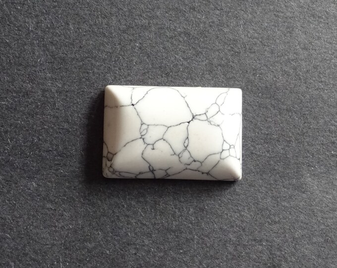 30x20 Natural Howlite Cabochon. Rectangle, White and Gray, One Of A Kind, As Seen In Image, Only One Available, White Howlite Stone Cabochon