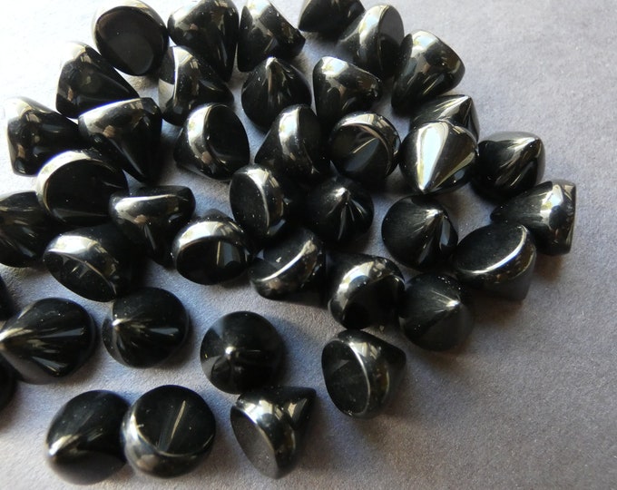 10mm Natural Black Agate Cone Cabochon, Dyed & Heated, Round Cone Gemstone Cabochon, Pretty Gem, Polished Gem, Black Stone, Agate Cab