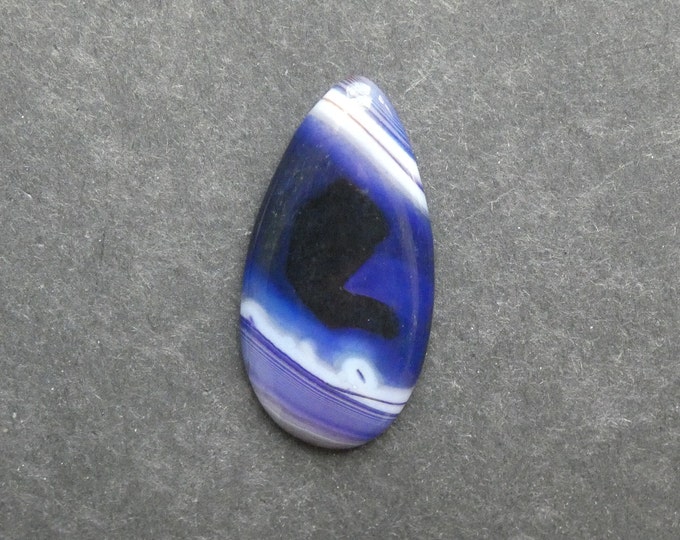 49x24mm Natural Striped Agate Cabochon, Large Teardrop, Purple, One of a Kind, Gemstone Cabochon, Only One Available, Banded Agate Cabochon