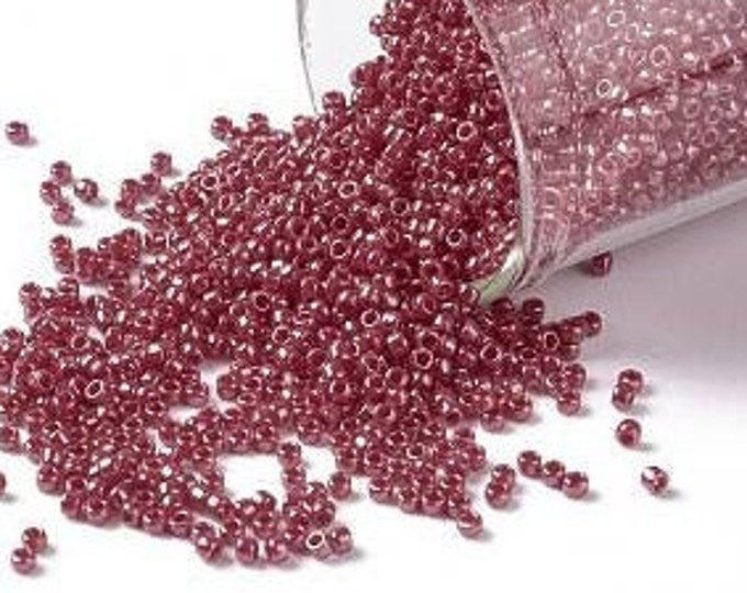 15/0 Toho Seed Beads, Opaque Luster Cherry (125), 10 grams, About 3000 Round Seed Beads, 1.5mm with .7mm Hole, Luster Finish