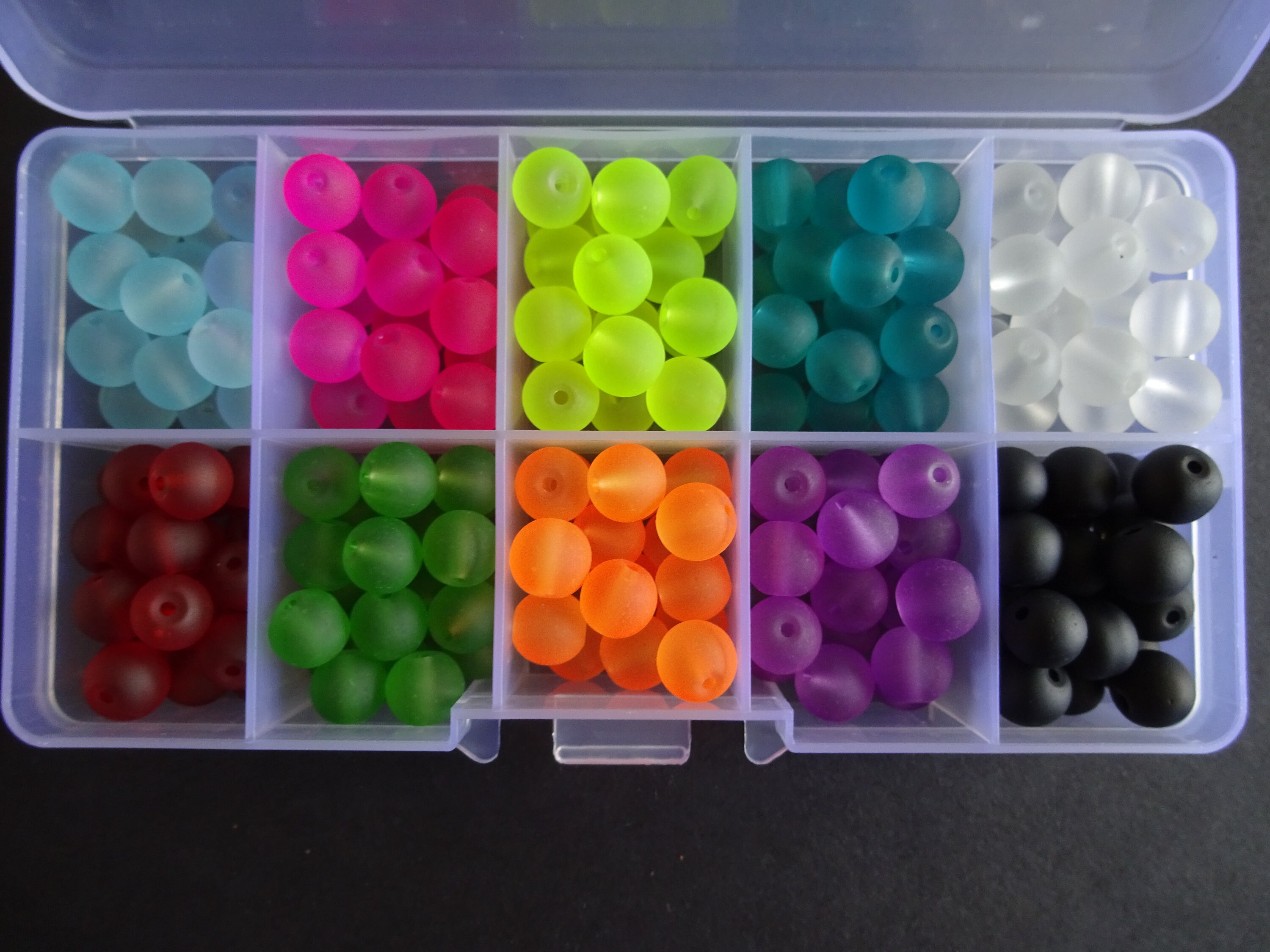 10 Color Glass Frosted Ball Beads, About 240 Beads, 8mm Round