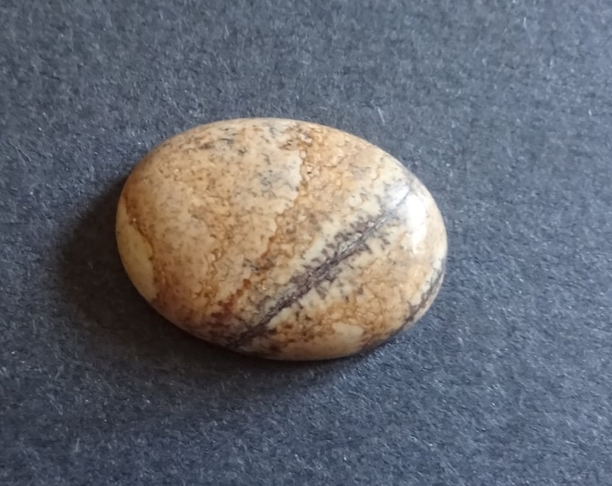 25x18mm Natural Picture Jasper Cabochon, Large Oval, Brown & Beige, One Of A Kind, As Seen In Image, Only One Available, Picture Jasper Cab