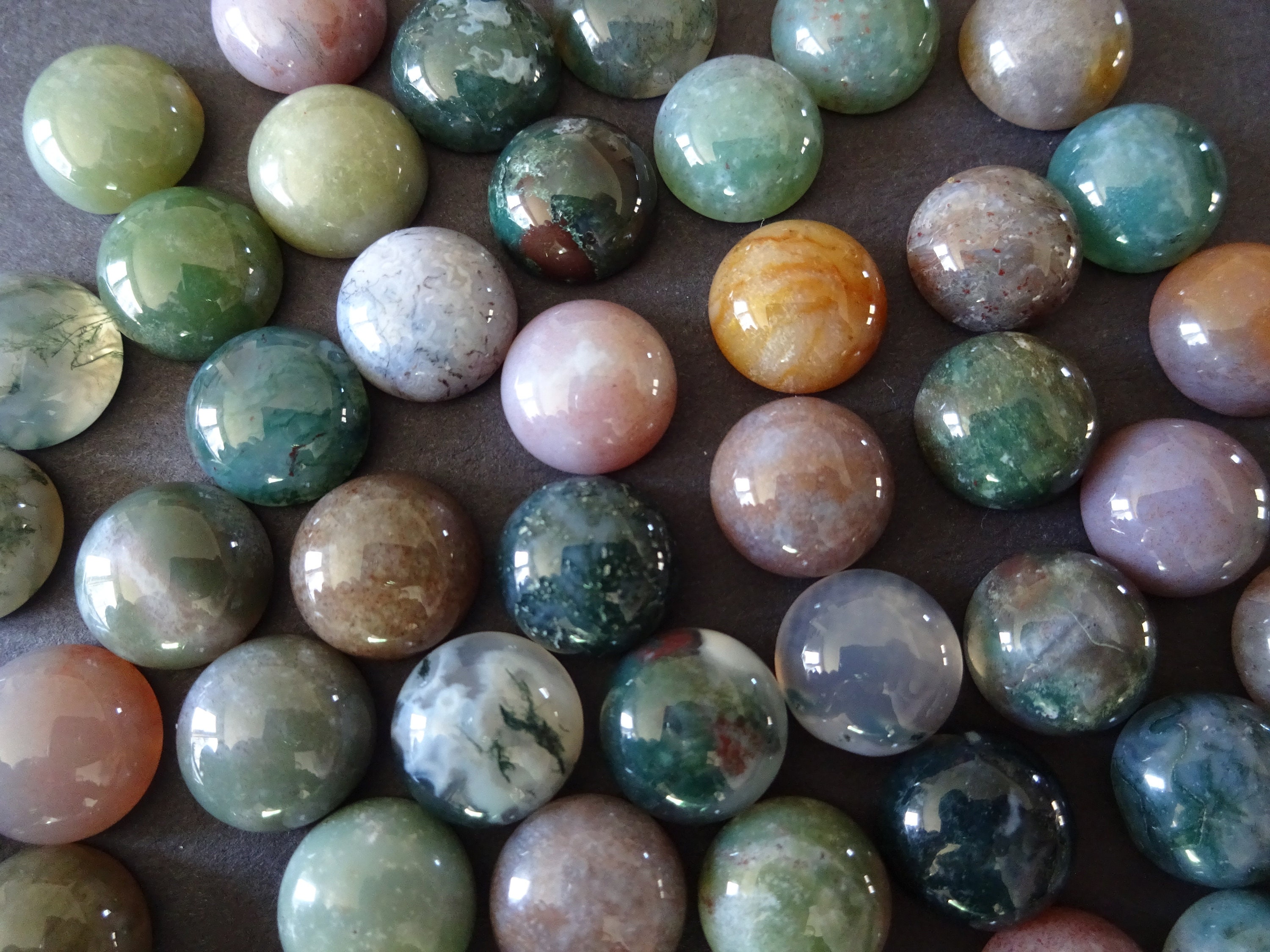 2 Pack 10mm Natural Indian Agate Gemstone Cabochon, Round Cabochon