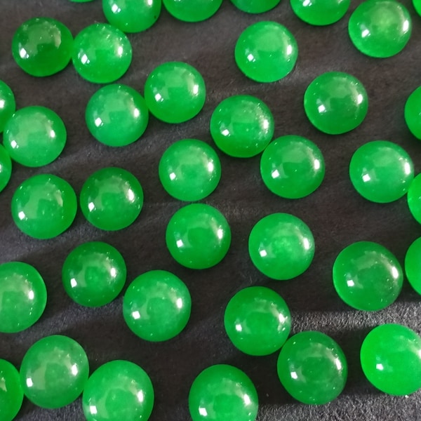 6mm Malaysia Jade Cabochon, Dyed Chalcedony, Half Round Cabochon, Vibrant Green Jade Stone, Polished Jade Crystals,  Dyed Stone Cab