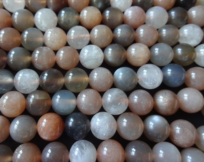 8mm Natural Sunstone Beads, 15.7 Inch Strand With About 48 Beads, Polished, Round Translucent Stone, Semi Transparent, Peach Gemstone