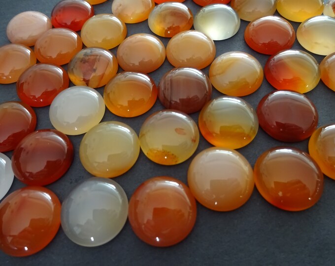 18mm Natural Carnelian Cabochon, Dyed, Round Gemstone Cabochon, Polished Gem, Red-Orange Color, Orange Gem, Unique Stone, Cool Gemstone