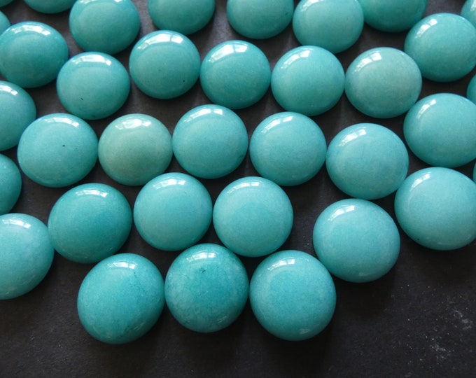 16mm Natural White Jade Gemstone Cabochon, Dyed, Round Cabochon, Dome, Polished Stone, Teal Cabochon, Natural Stone, Jade Stone, Gemstone