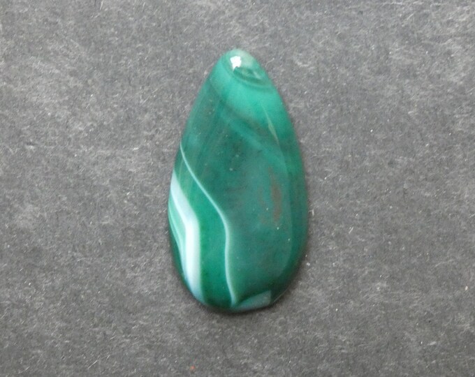 49x24mm Natural Striped Agate Cabochon, Large Teardrop, Green, Dyed, Gemstone Cabochon, Only One Available, Banded Agate Cabochon, Unique