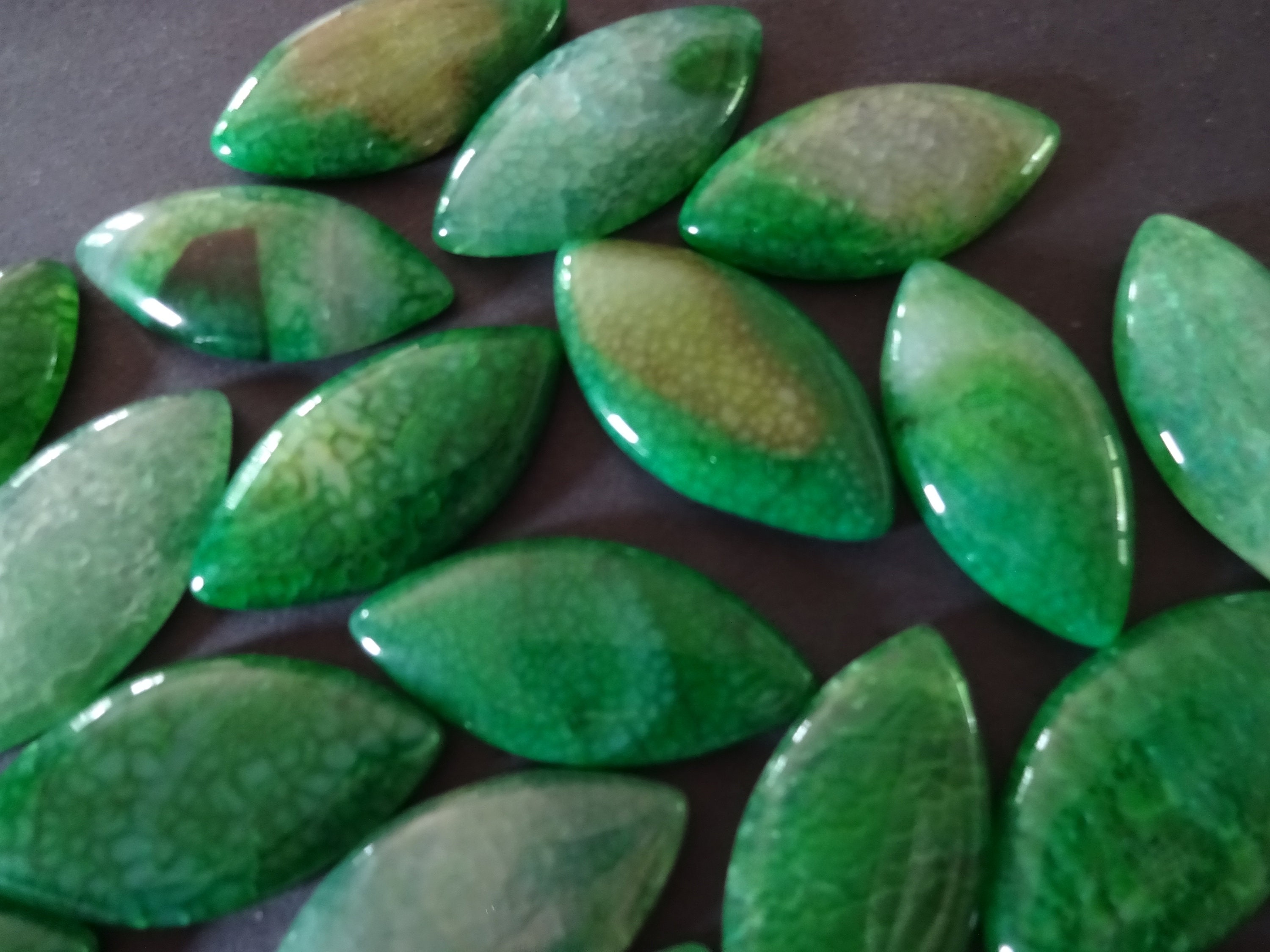 3740mm Natural Agate Cabochon, Dyed, Horse Eyes, Green Agate Cab