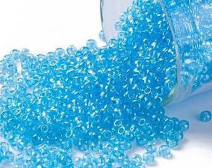 11/0 Toho Seed Beads, Transparent Aqua (104), 10 grams, About 1110 Round Seed Beads, 2.2mm with .8mm Hole, Luster Finish