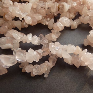 36 Inch 5-8mm Natural Rose Quartz Beads, About 200 Gemstone Beads, Quartz Nugget Stone, Light Pink Quartz, .3mm Hole, Drilled, Polished