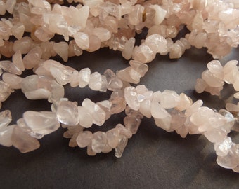 36 Inch 5-8mm Natural Rose Quartz Beads, About 200 Gemstone Beads, Quartz Nugget Stone, Light Pink Quartz, .3mm Hole, Drilled, Polished