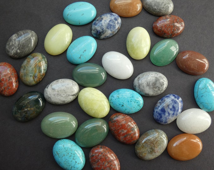 Pack of Oval Mixed Lot Gemstone Cabochons, 25X18mm, Oval Cabochon, Polished, Stone Cabochon, Natural Gemstone, Jasper, Quartz, Agate