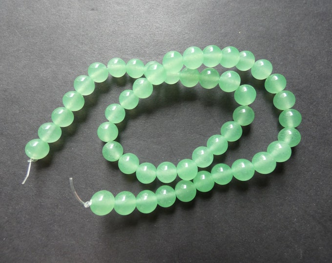 15 Inch 8mm Green Natural Malaysia Jade Bead Strand, Dyed, About 48 Round Ball Beads, Olive Green Jade Strand, Natural Gemstone, 1mm Hole