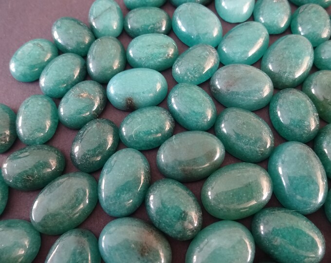 18x13mm Natural White Jade Dyed Gemstone Cabochon, Teal Oval Cabochon, Polished Stone Cabochon, Natural Stone, Blue Jade Stone, 18x13x6mm