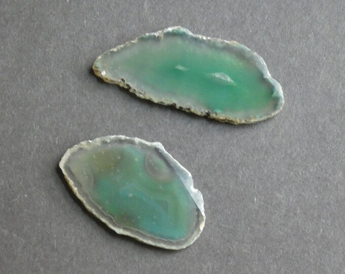 2 PACK 40-50mm Natural Brazilian Agate Cabochons, Gemstone Cabochons, 2 Pack Agate Slice, One of a Kind, Unique Brazilian Agate, Dyed, Green