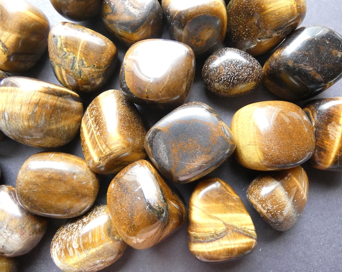 5 Pack Natural Tiger Eye Stones, 20-37mm, Undrilled,Polished, No Holes, Lot Of Nuggets, Tigereye Nuggets, Tiger's Eye Decorative Crystals