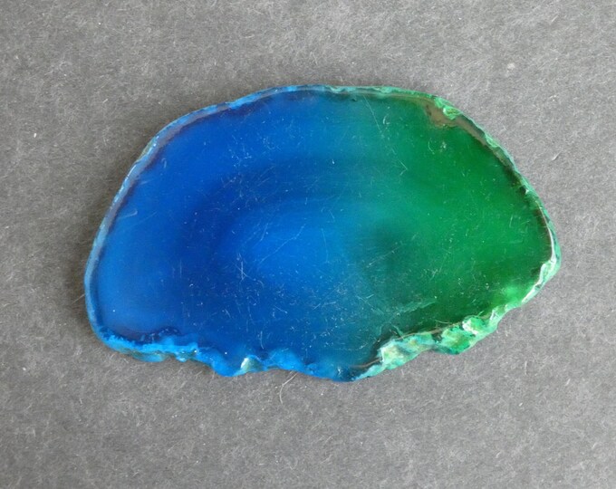 72x45mm Natural Agate Slice Cabochon, Gemstone Cabochon, Dyed, Two Tone Agate Slice, One of a Kind, Only One Available, Unique Agate Nugget
