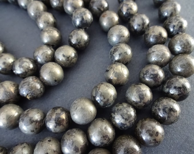 8 Inch Strand Natural Pyrite Bead Strand, 25 Pieces, Ball Bead, Pyrite Bead, 8mm Bead, Stone Beads, Natural Gemstone Bead, Earthtone Bead