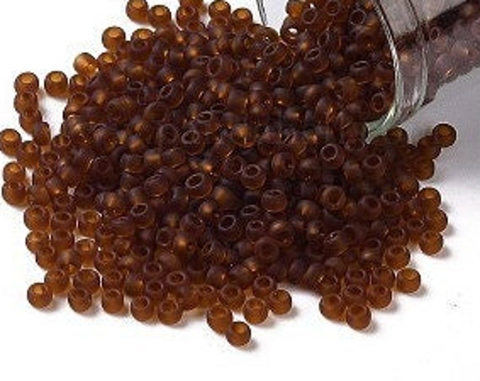 8/0 Toho Seed Beads, Smoke Topaz Transparent Matte (941F), 10 grams, About 222 Round Seed Beads, 3mm with 1mm Hole, Matte Finish