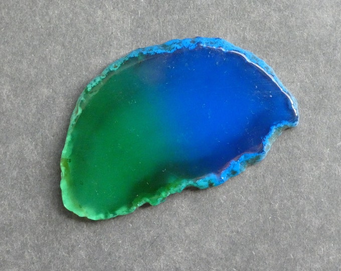 70x42mm Natural Agate Slice Cabochon, Gemstone Cabochon, Dyed, Two Tone Agate Slice, One of a Kind, Only One Available, Unique Agate Nugget